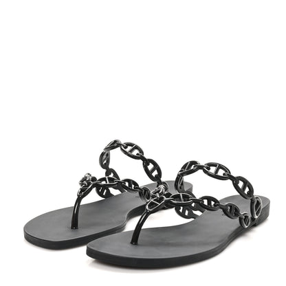 Hermes Rubber Chaine d'Ancre Island Sandals 38 Black 4 of 9