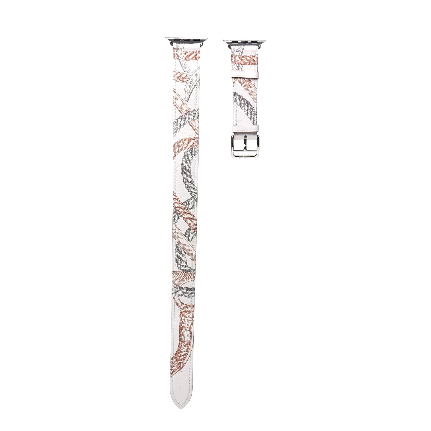 Hermes Swift Della Cavalleria Print 40mm Apple Double Tour Watch Strap White 1 of 6