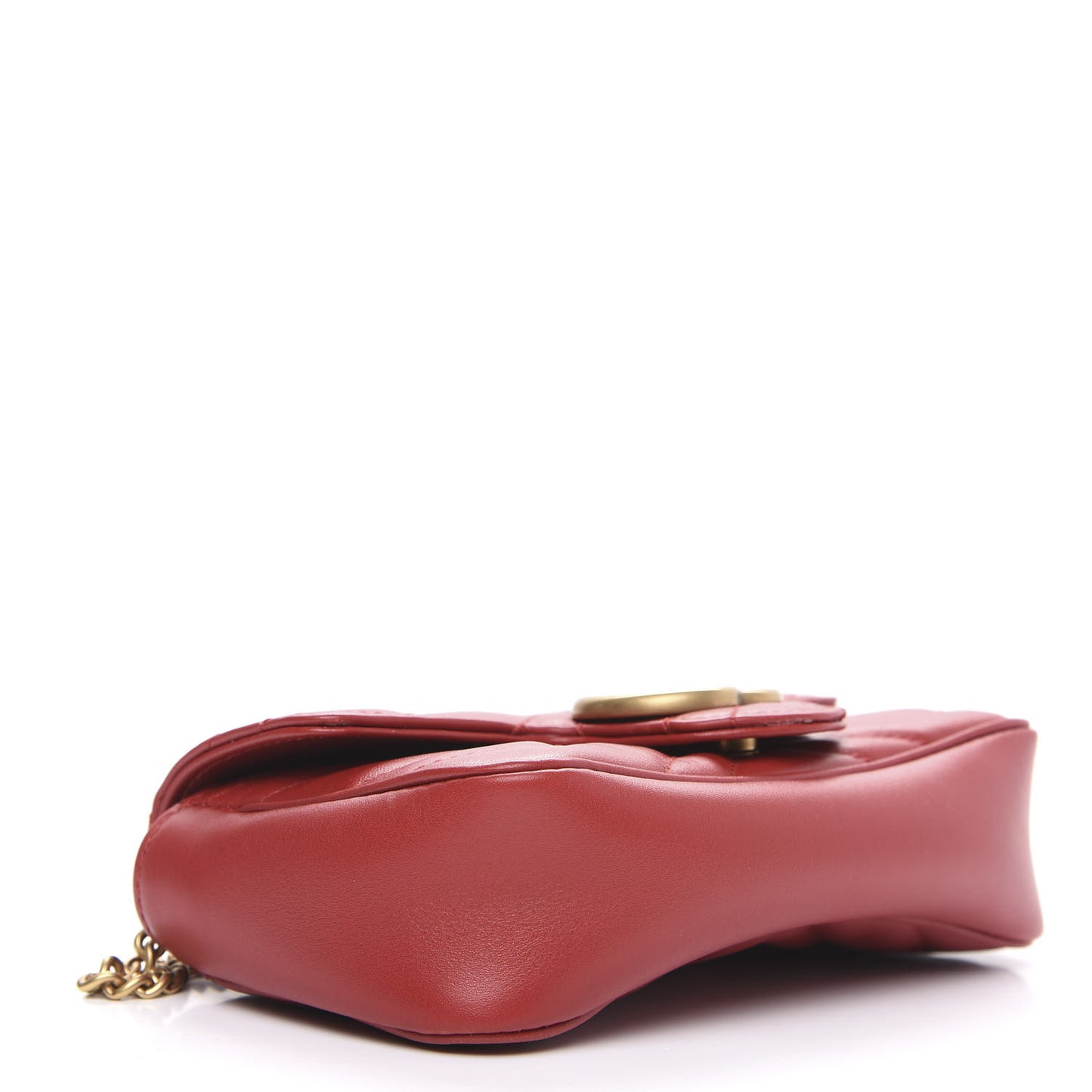 Calfskin Matelasse Super Mini GG Marmont Shoulder Bag Hibiscus Red