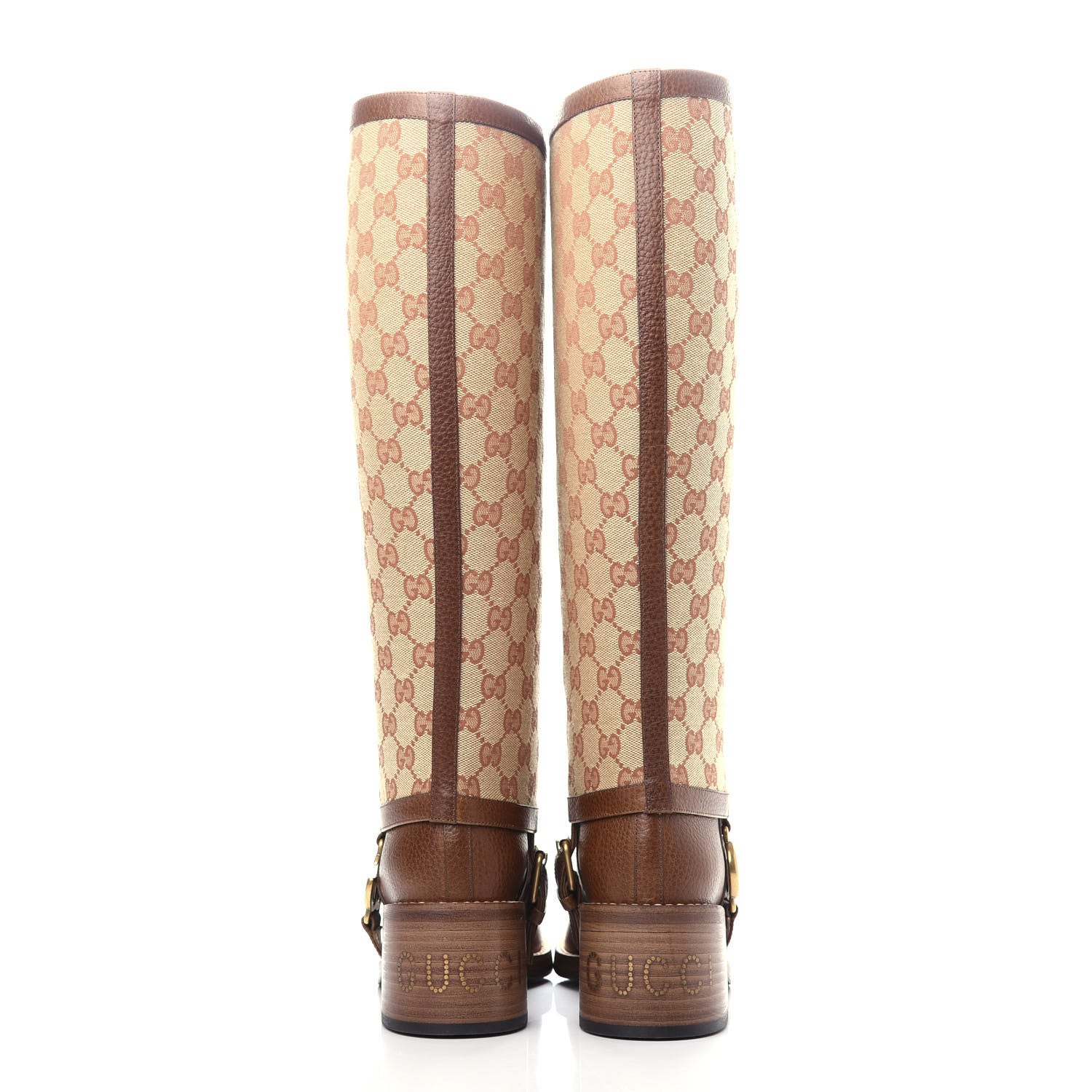 Gucci GG Monogram Calfskin Lola Tall Boots 36 Beige Ruggine Cuir 7 of 9
