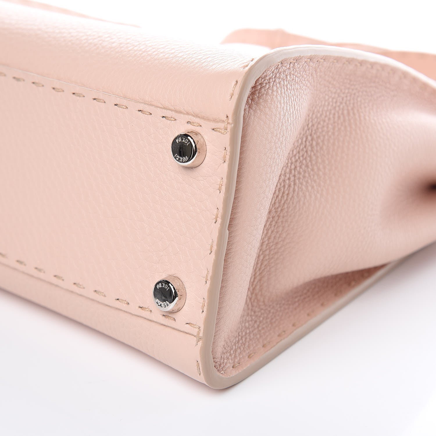 Fendi Cuoio Romano Selleria Bi-Color Medium Peekaboo Iconic Satchel Rosa Plaster Pesca 9 of 11