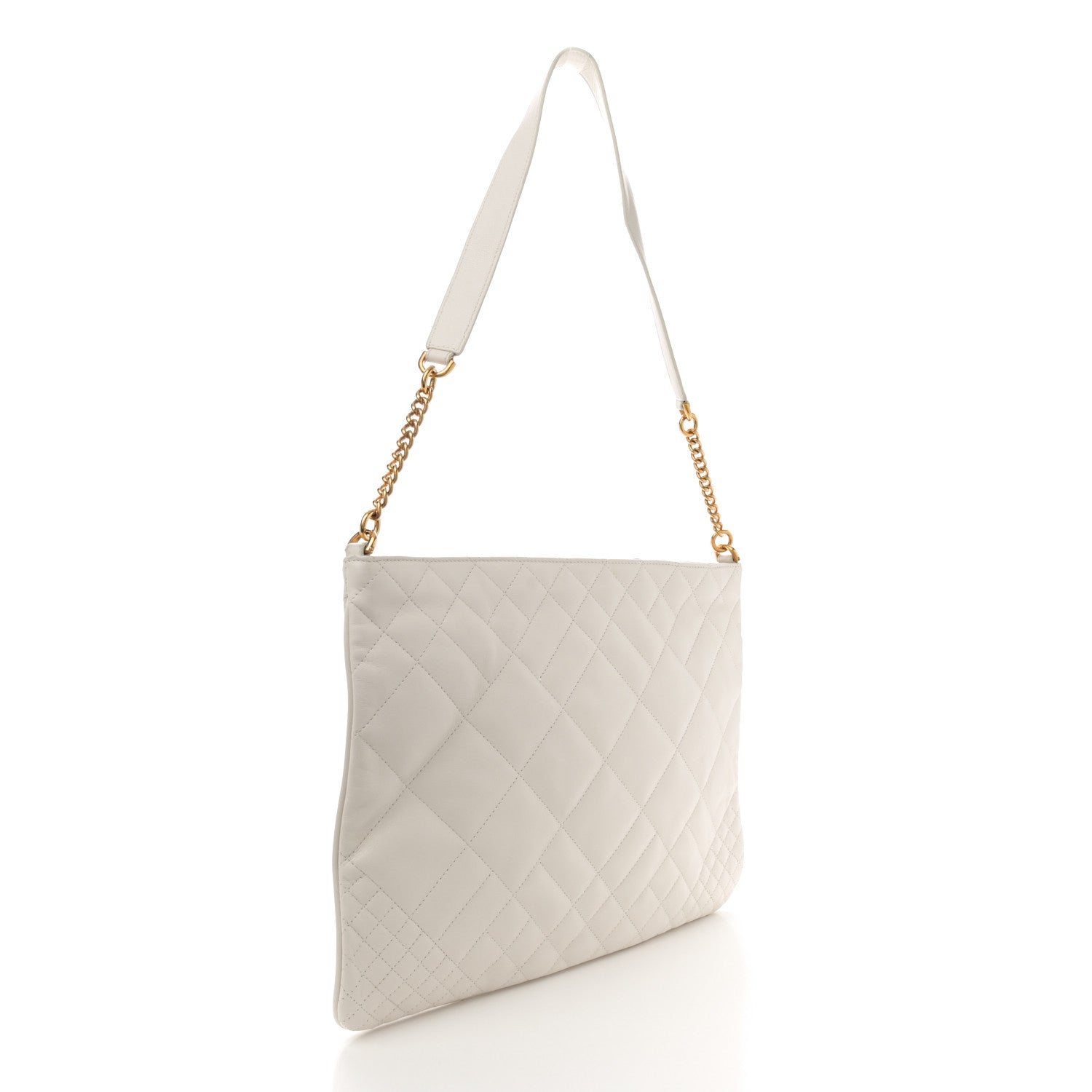 Versace Calfskin Quilted La Medusa Chain Flat Shoulder Bag White 3 of 10