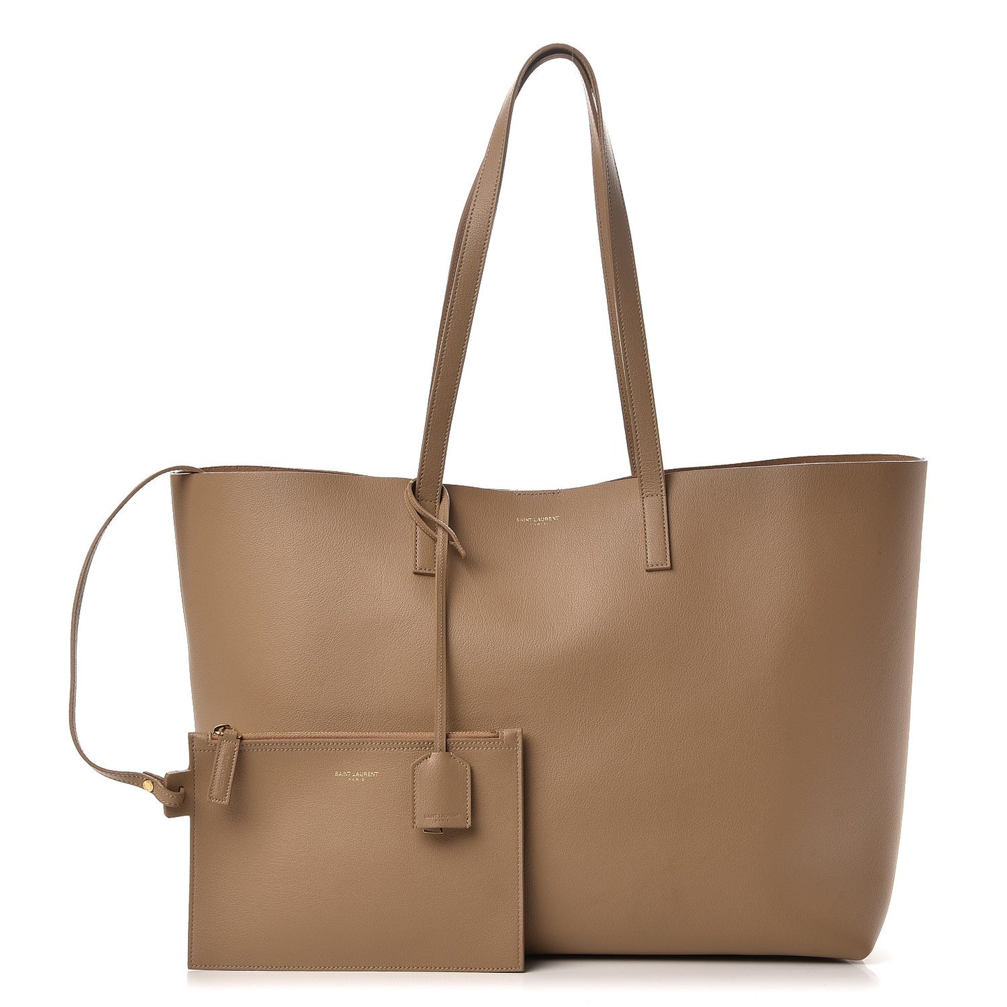 Calfskin Large Shopping Tote Dark Beige