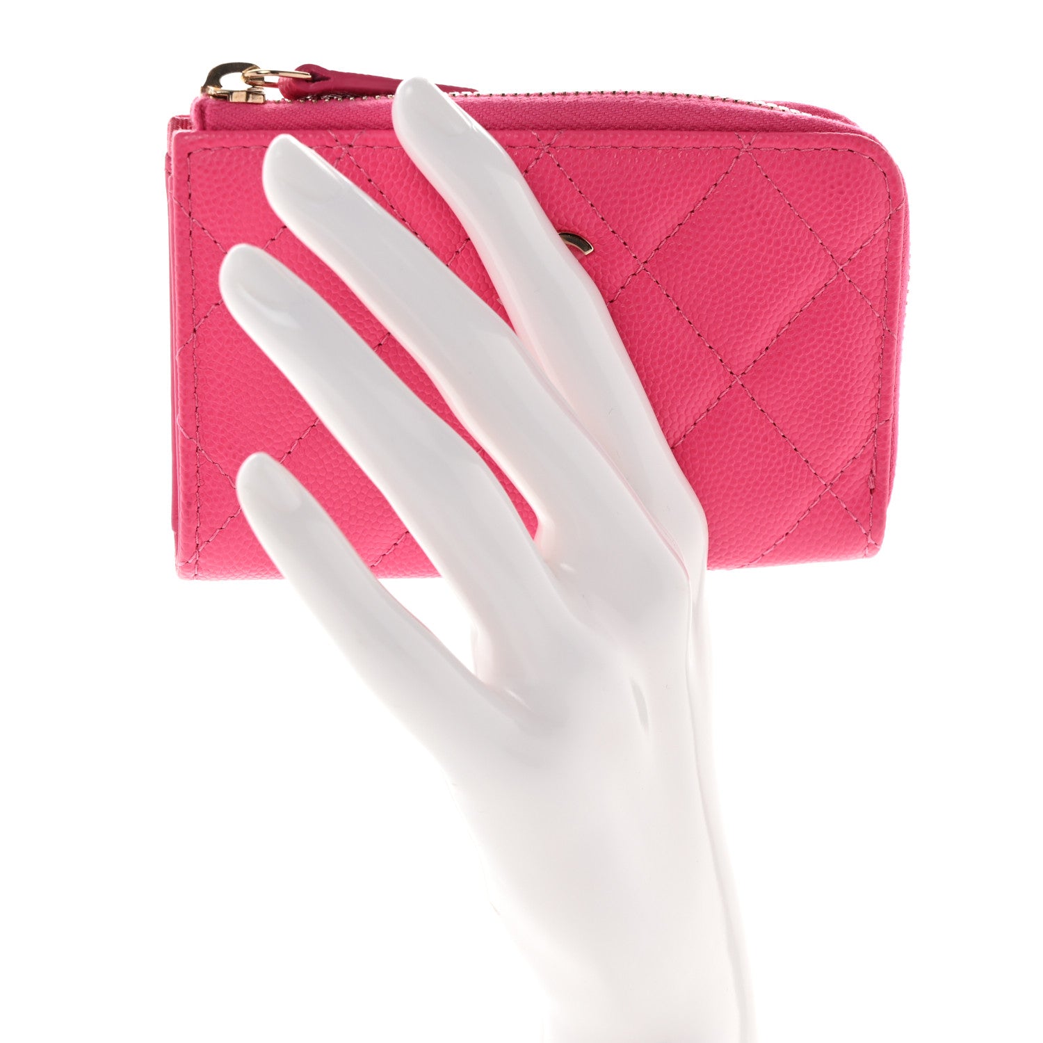 Chanel Caviar Quilted Zipped Key Holder Case Pink 2 of 8