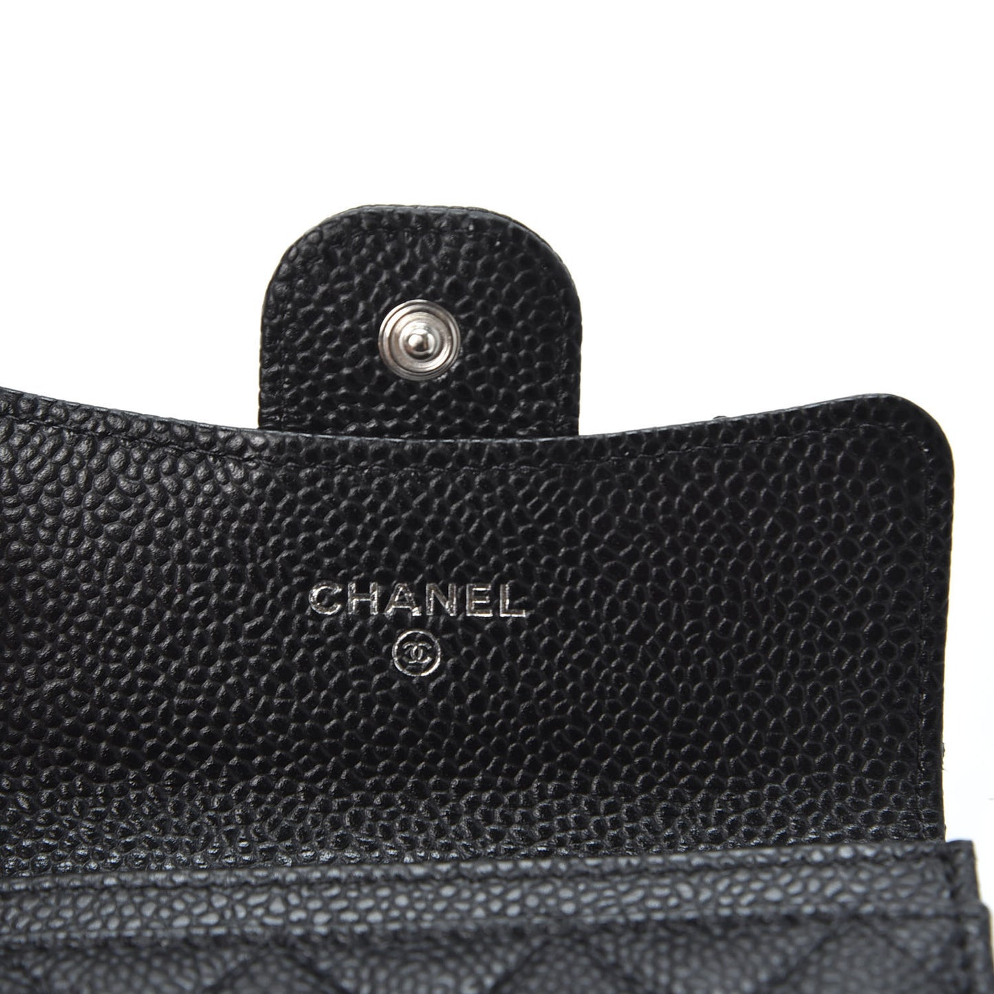 Caviar Quilted Flap Card Holder Black