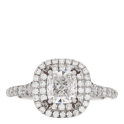 Tiffany Platinum Diamond .71ct Soleste Cushion Cut Double Halo Engagement Ring 48 4.5 1 of 7
