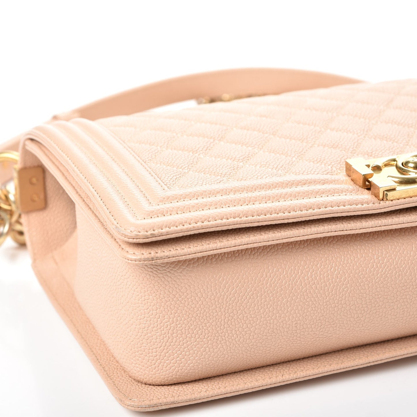 Caviar Quilted New Medium Boy Flap Light Beige