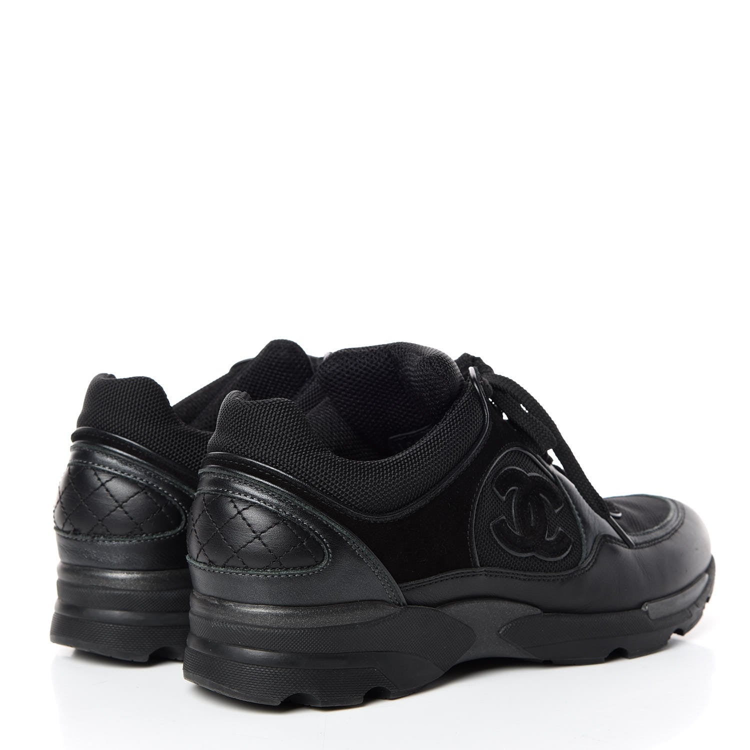Chanel Toile Suede Calfskin CC Sneakers 37.5 Black 4 of 9
