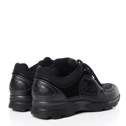 Chanel Toile Suede Calfskin CC Sneakers 37.5 Black 4 of 9