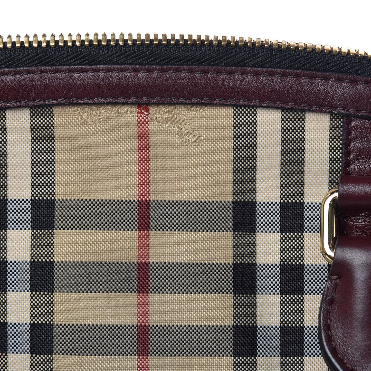 Horseferry Check Small Orchard Bowling Bag Honey Deep Claret