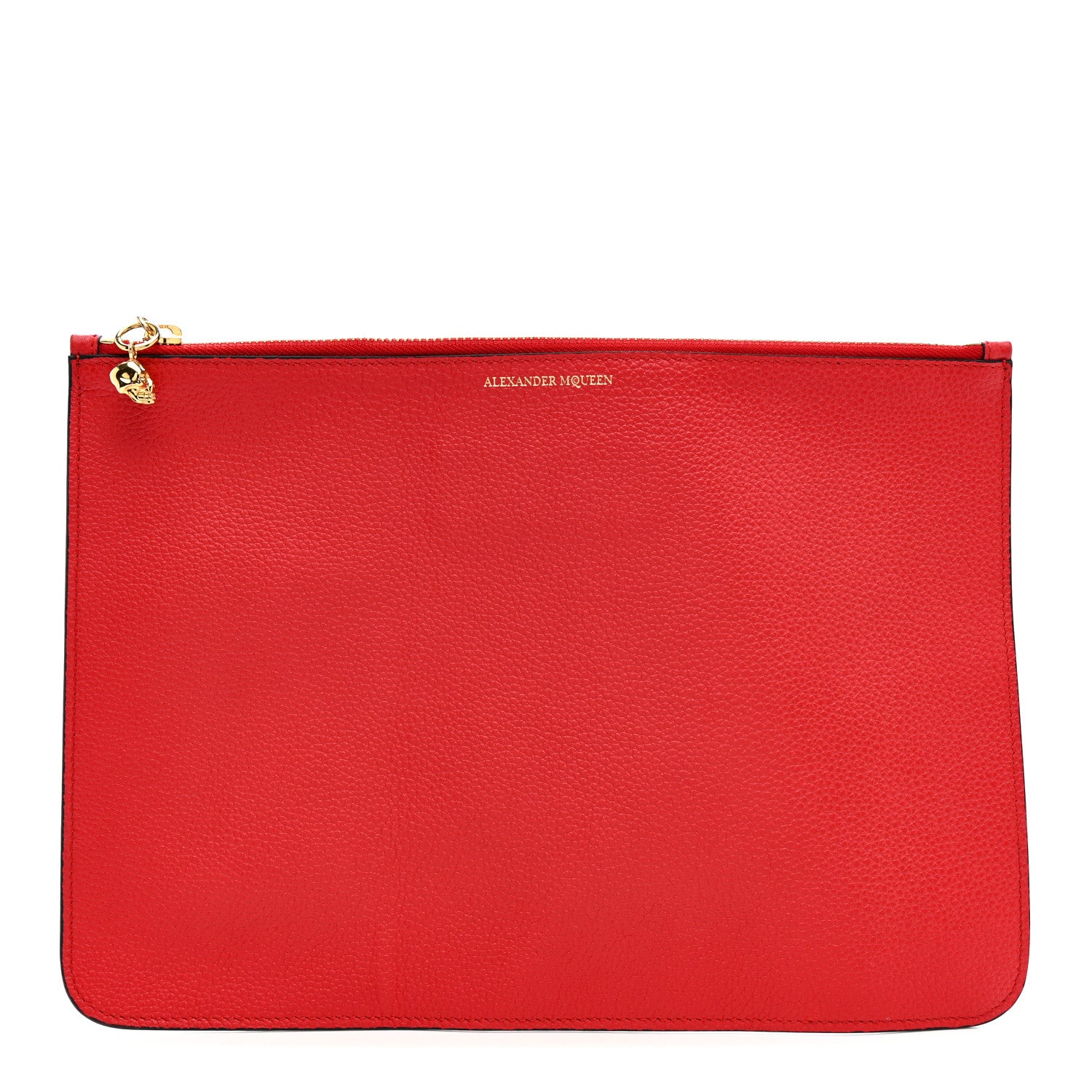Alexander McQueen Calfskin Skull Zip Pouch Red 1 of 10