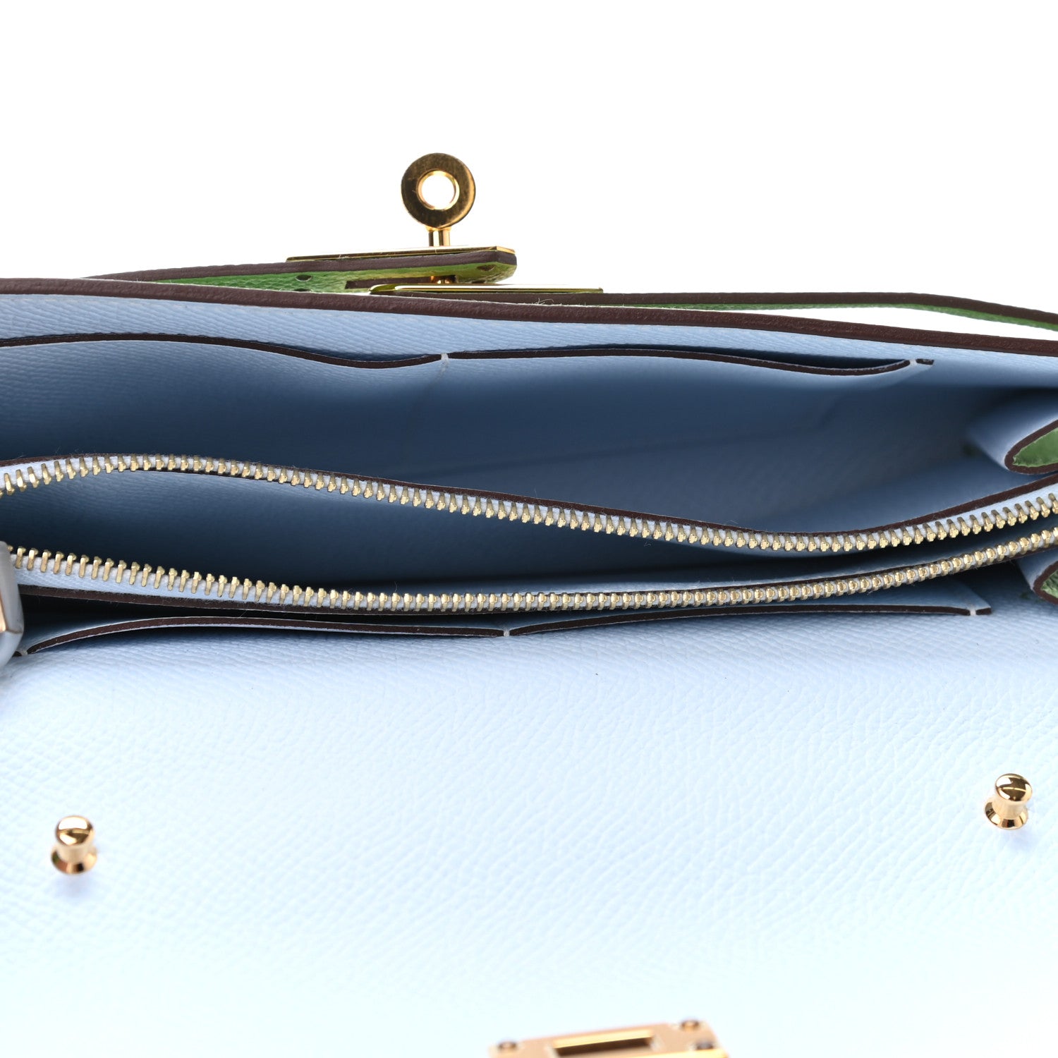 Hermes Epsom Verso Kelly Wallet To Go Vert Criquet Bleu Brume 4 of 4