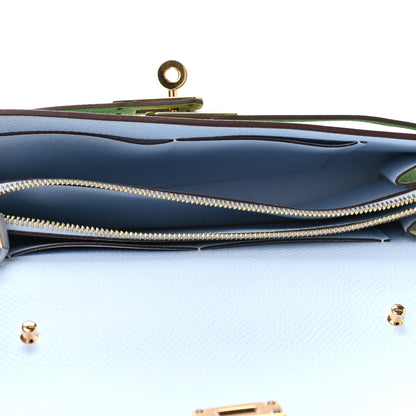 Hermes Epsom Verso Kelly Wallet To Go Vert Criquet Bleu Brume 4 of 4