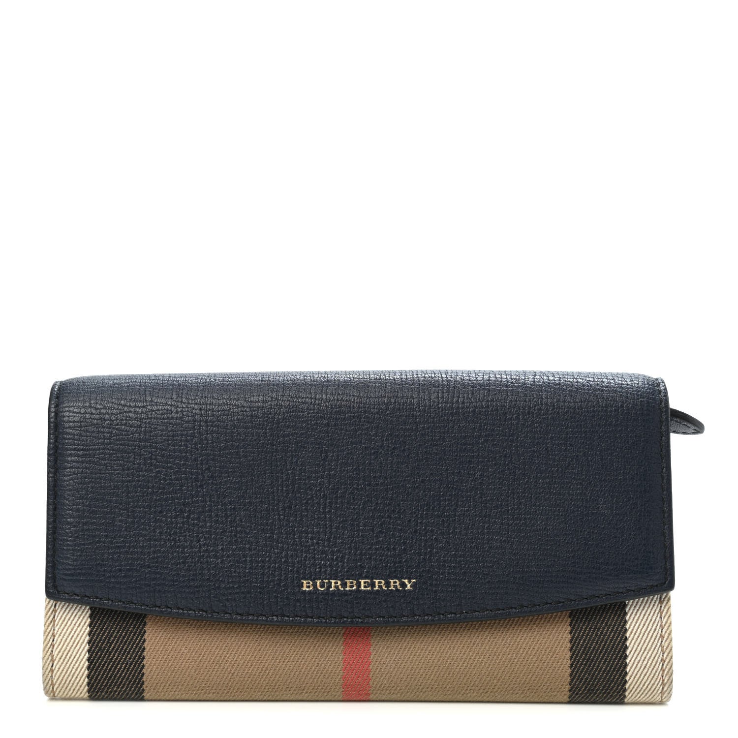 Burberry Calfskin House Check Continental Wallet Navy 1 of 4