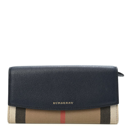 Burberry Calfskin House Check Continental Wallet Navy 1 of 4