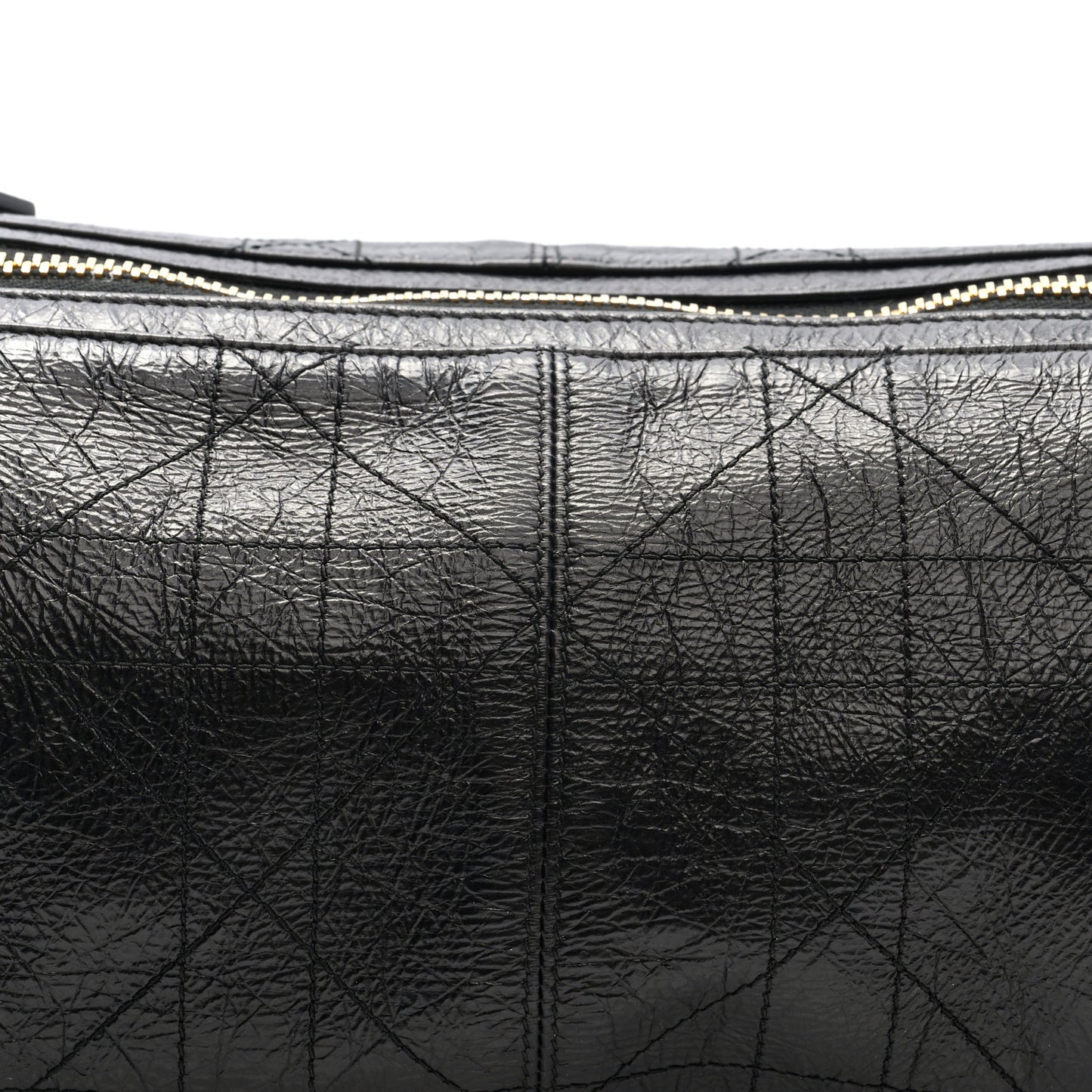 Crinkled Calfskin Macrocannage Medium D-Journey Bag Black