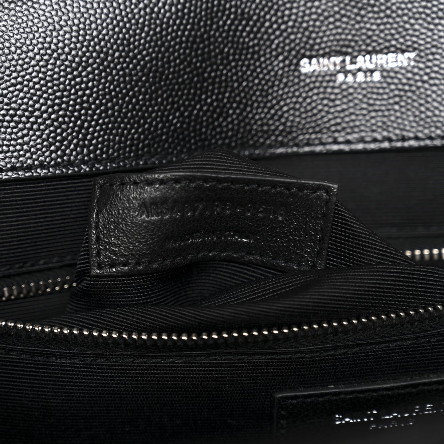 Grain De Poudre Textured Mixed Matelasse Large Triquilt Monogram Satchel Black