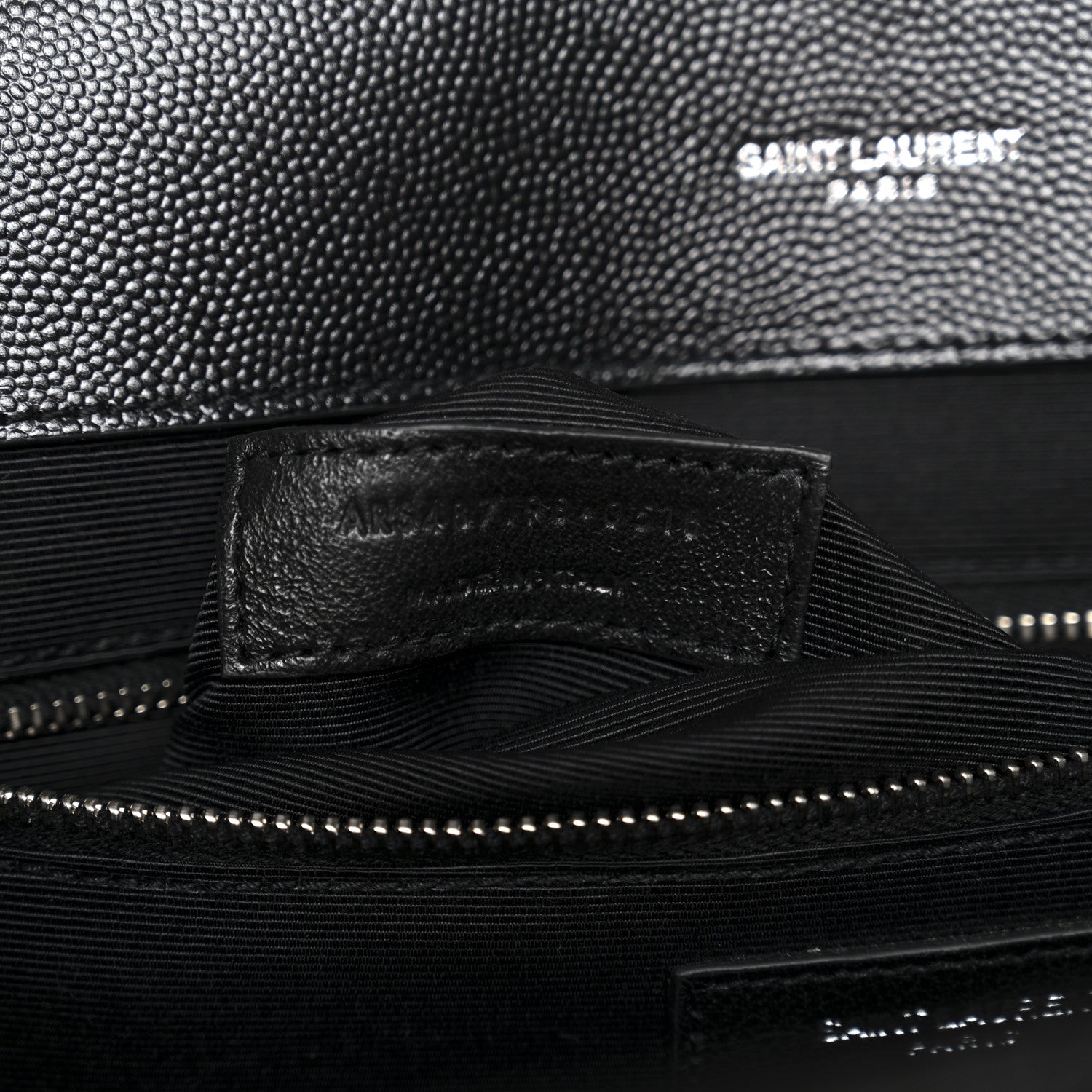 Saint Laurent Grain De Poudre Textured Mixed Matelasse Large Triquilt Monogram Satchel Black 7 of 11