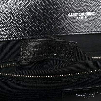 Saint Laurent Grain De Poudre Textured Mixed Matelasse Large Triquilt Monogram Satchel Black 7 of 11