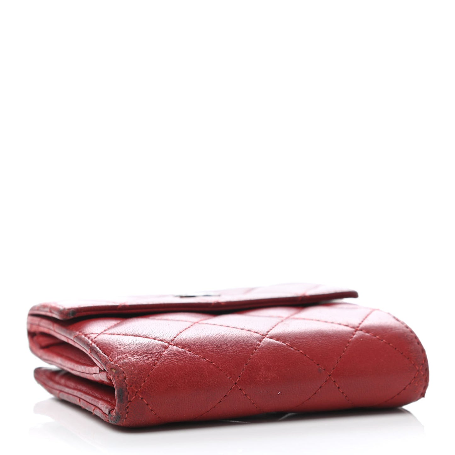 Lambskin Quilted Compact French Flap Wallet Red