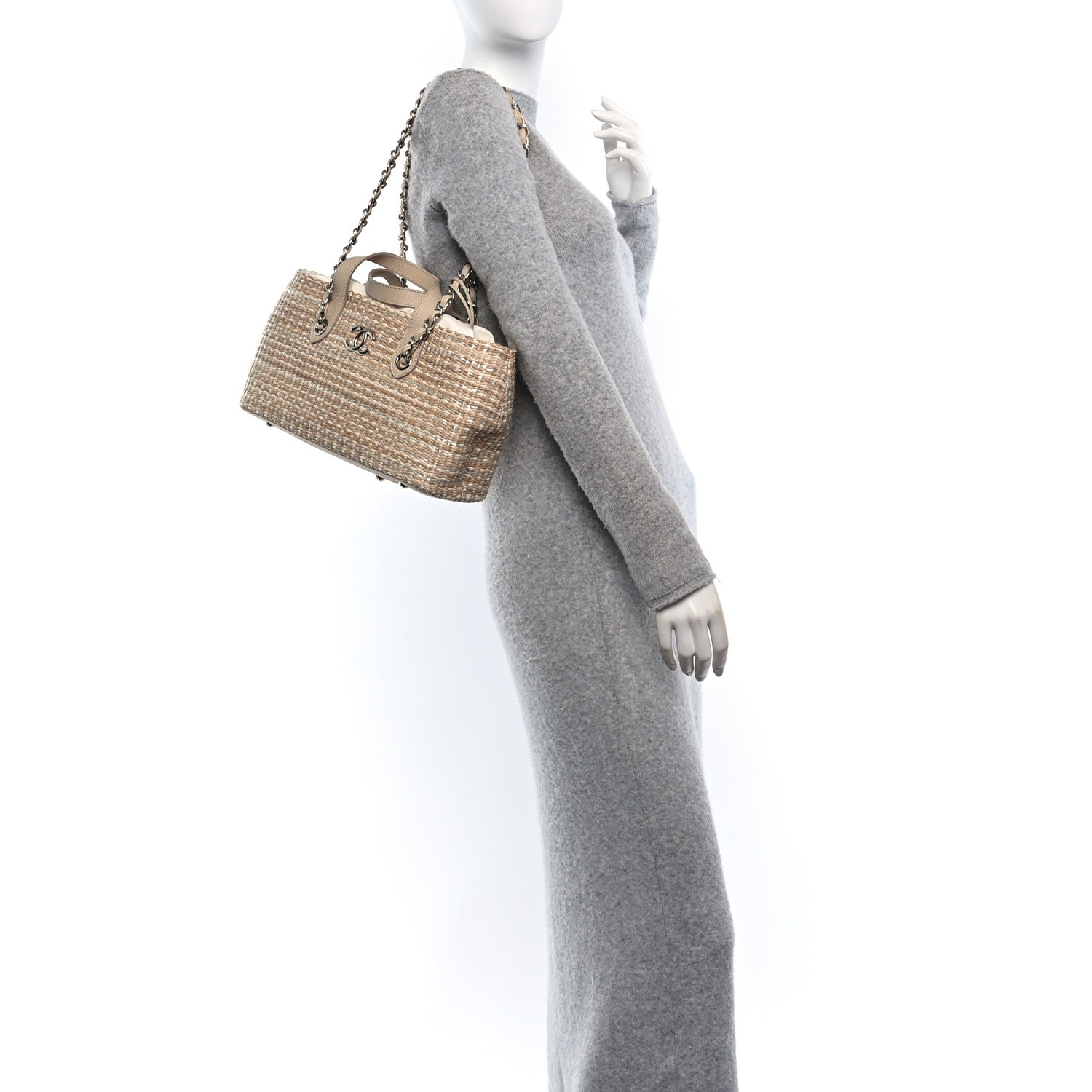 Chanel Woven Straw Caviar Tote Beige 2 of 12