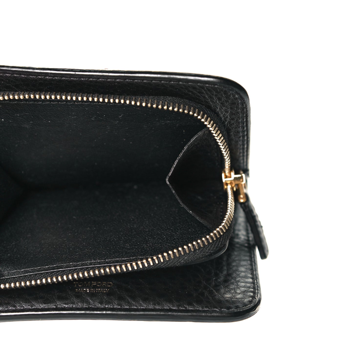 Grained Calfskin Zip Coin Purse Black