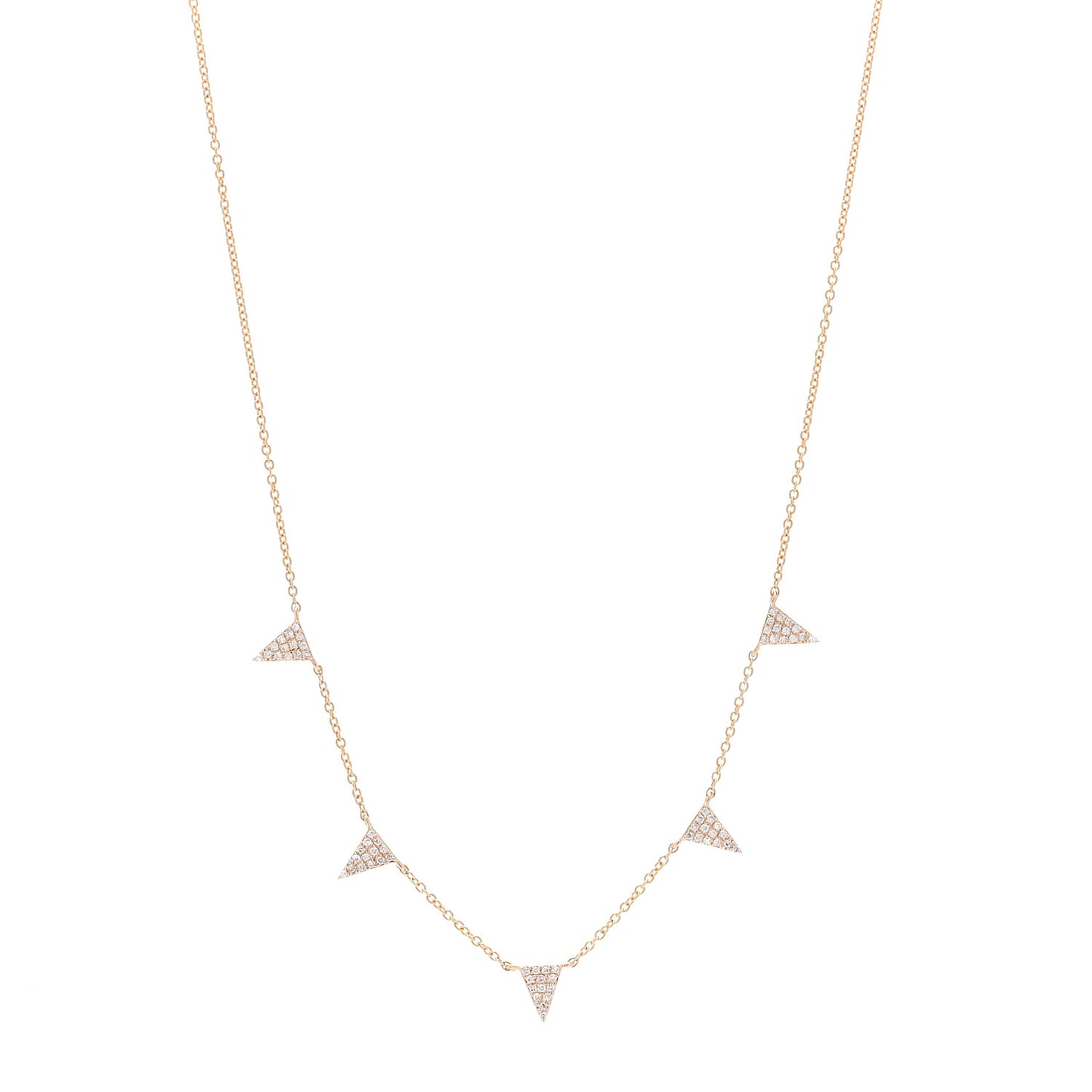 14K Rose Gold Diamond .17ctw Triangle Five Station Necklace