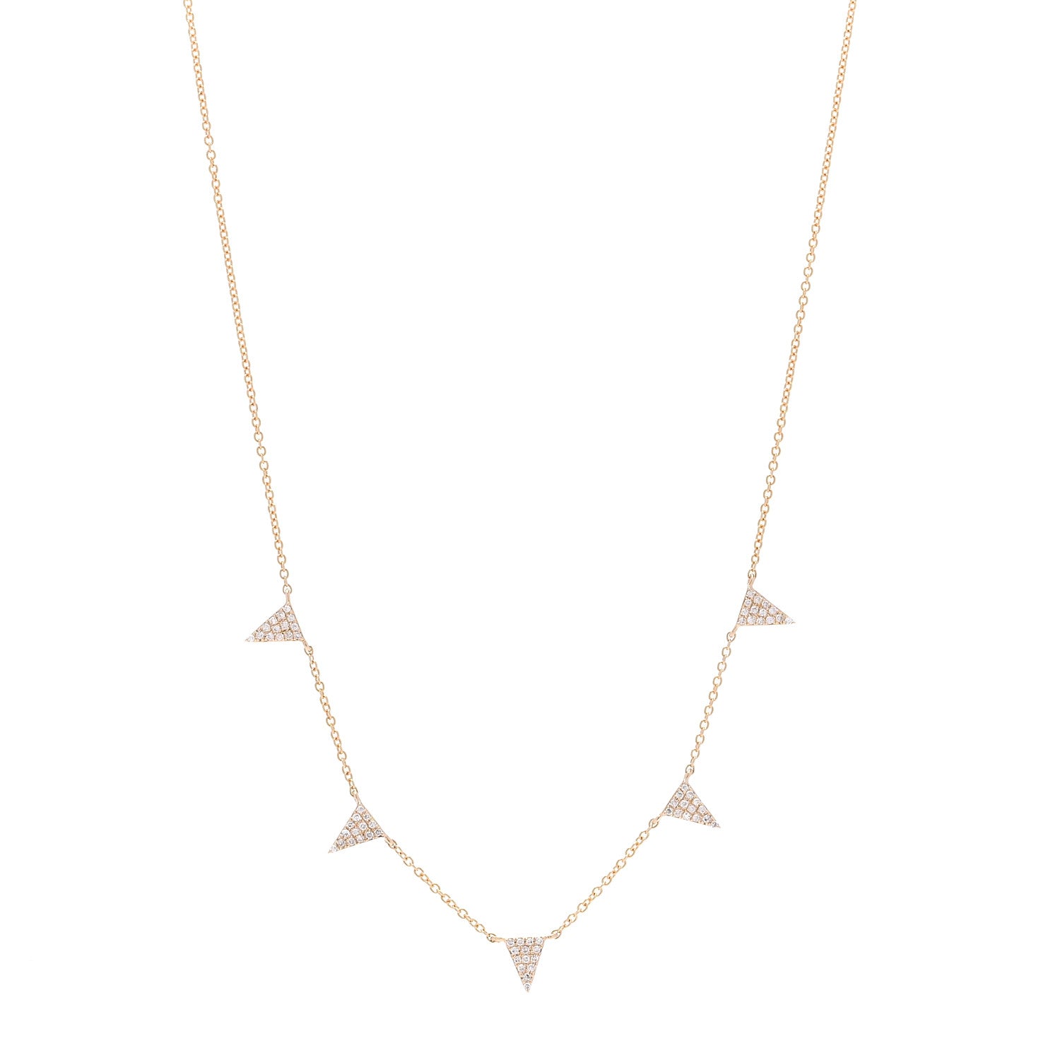Parker & West by FASHIONPHILE 14K Rose Gold Diamond .17ctw Triangle Five Station Necklace 1 of 5