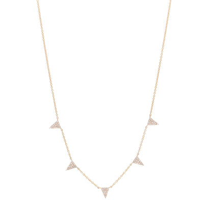 Parker & West by FASHIONPHILE 14K Rose Gold Diamond .17ctw Triangle Five Station Necklace 1 of 5