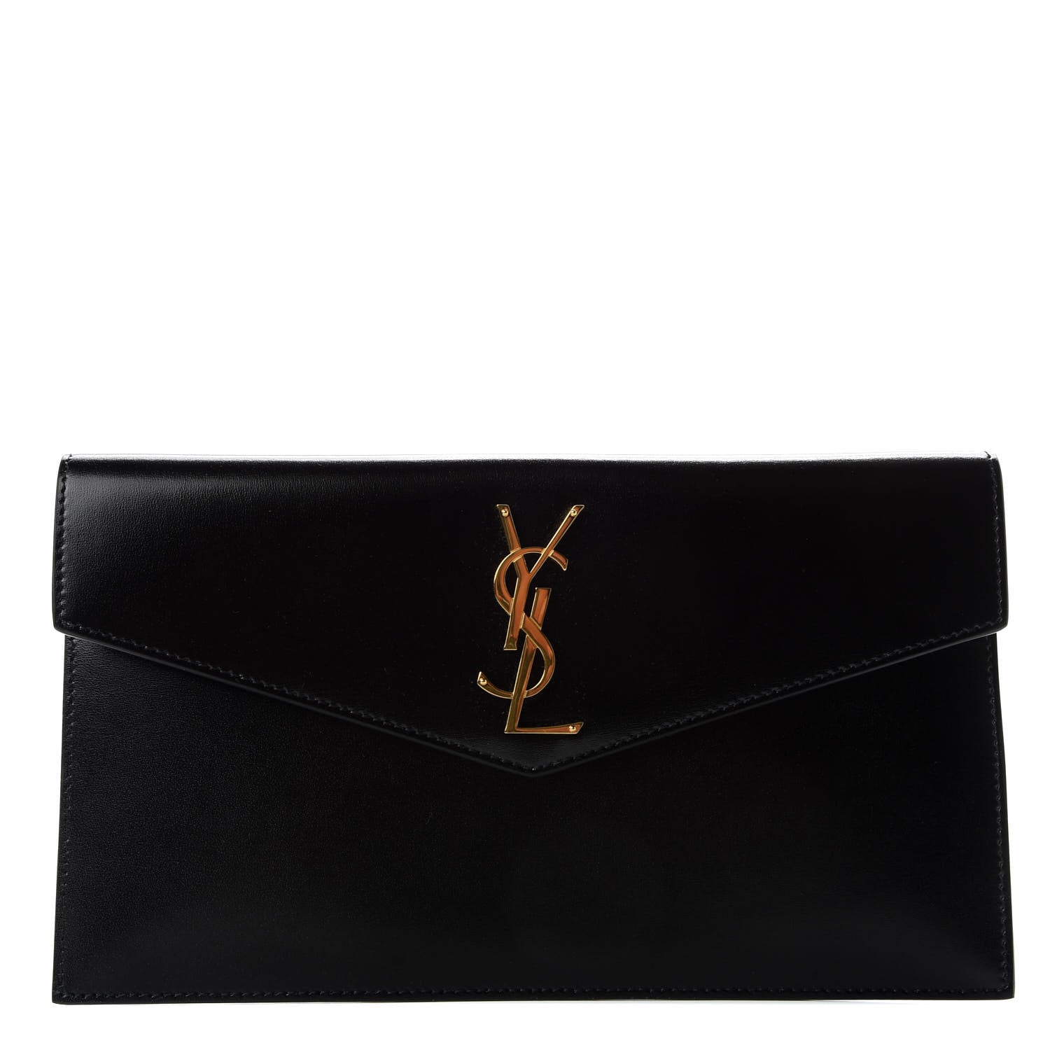 Saint Laurent Smooth Shiny Calfskin Monogram Uptown Pouch Black 1 of 7