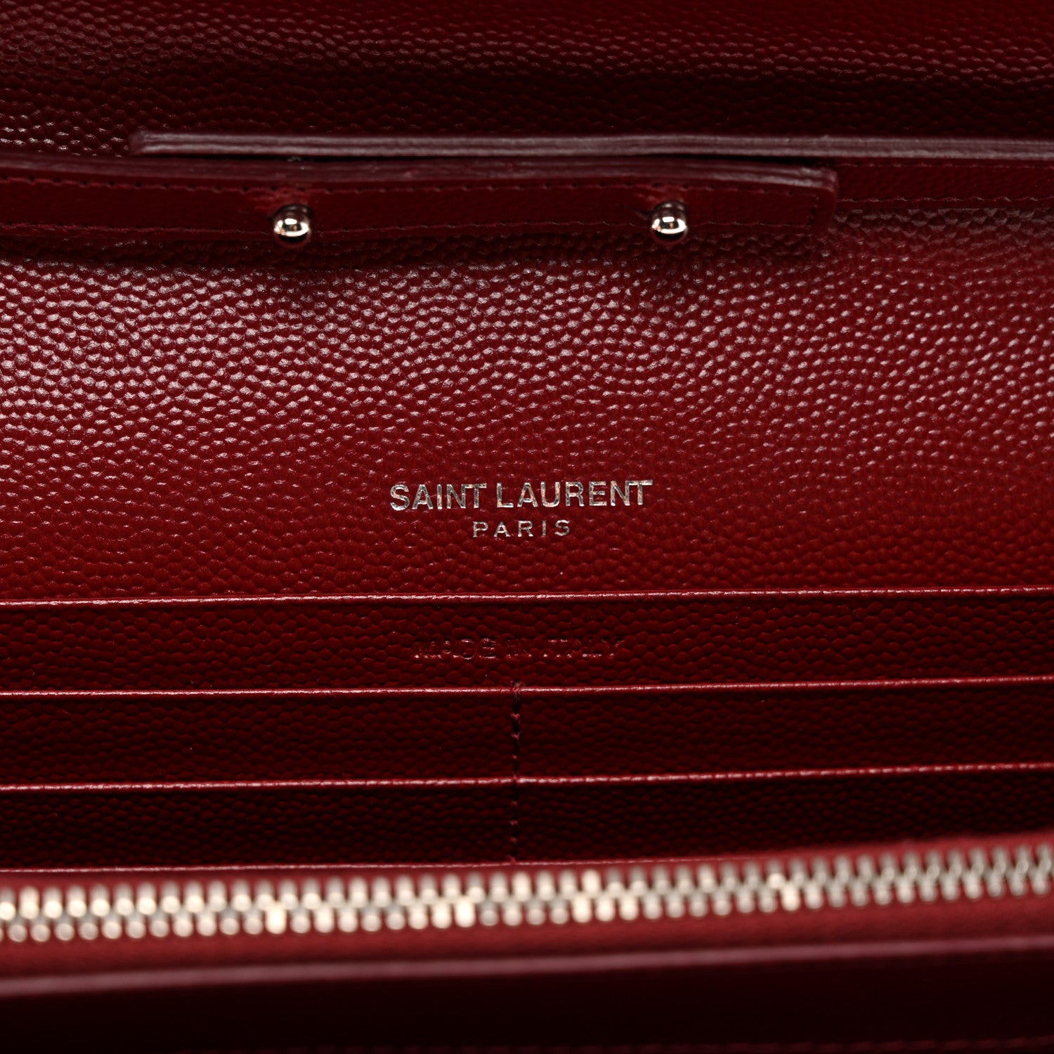 Saint Laurent Grain De Poudre Matelasse Chevron Monogram Chain Wallet Palissandre 6 of 10