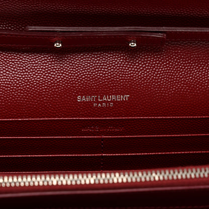 Saint Laurent Grain De Poudre Matelasse Chevron Monogram Chain Wallet Palissandre 6 of 10