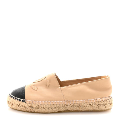 Chanel Lambskin CC Espadrilles 39 Beige Black 1 of 10