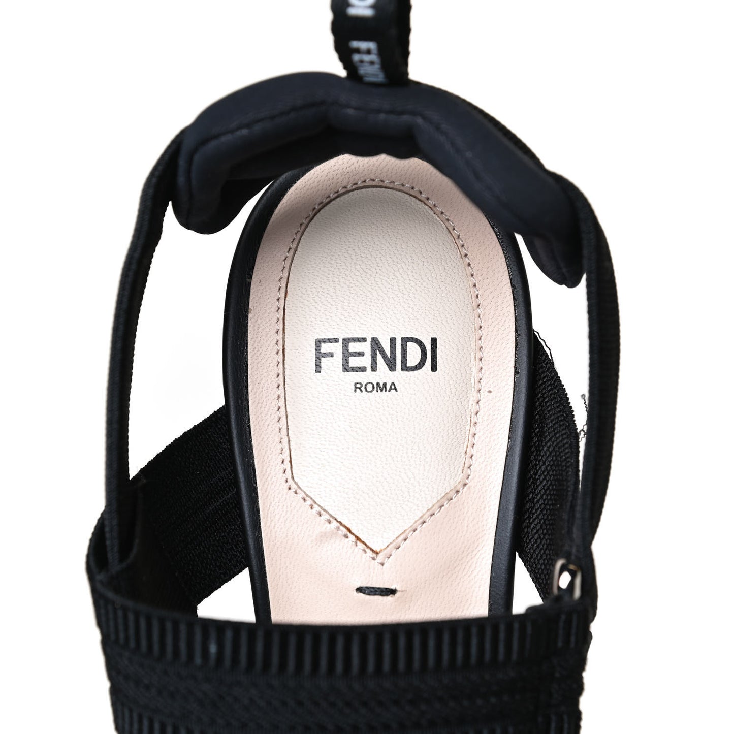 FF Perforated Calfskin Slingback Mid-Heel Pumps 38 Black