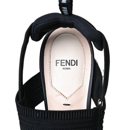 Fendi FF Perforated Calfskin Slingback Mid-Heel Pumps 38 Black 9 of 10