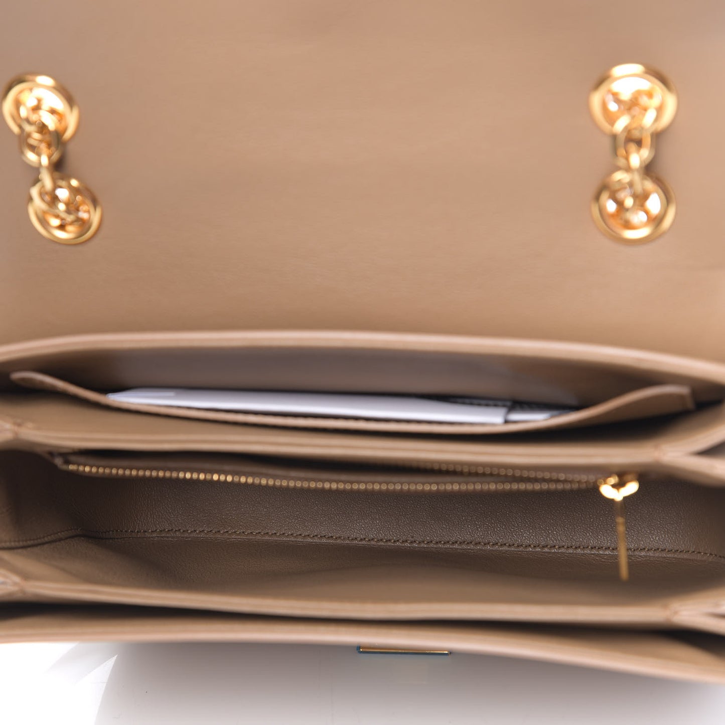 Shiny Calfskin Medium C Bag Light Camel