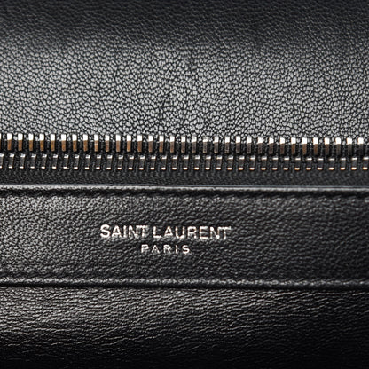 Saint Laurent Sheepskin Matelasse Chevron Monogram Large College Satchel Black 7 of 13