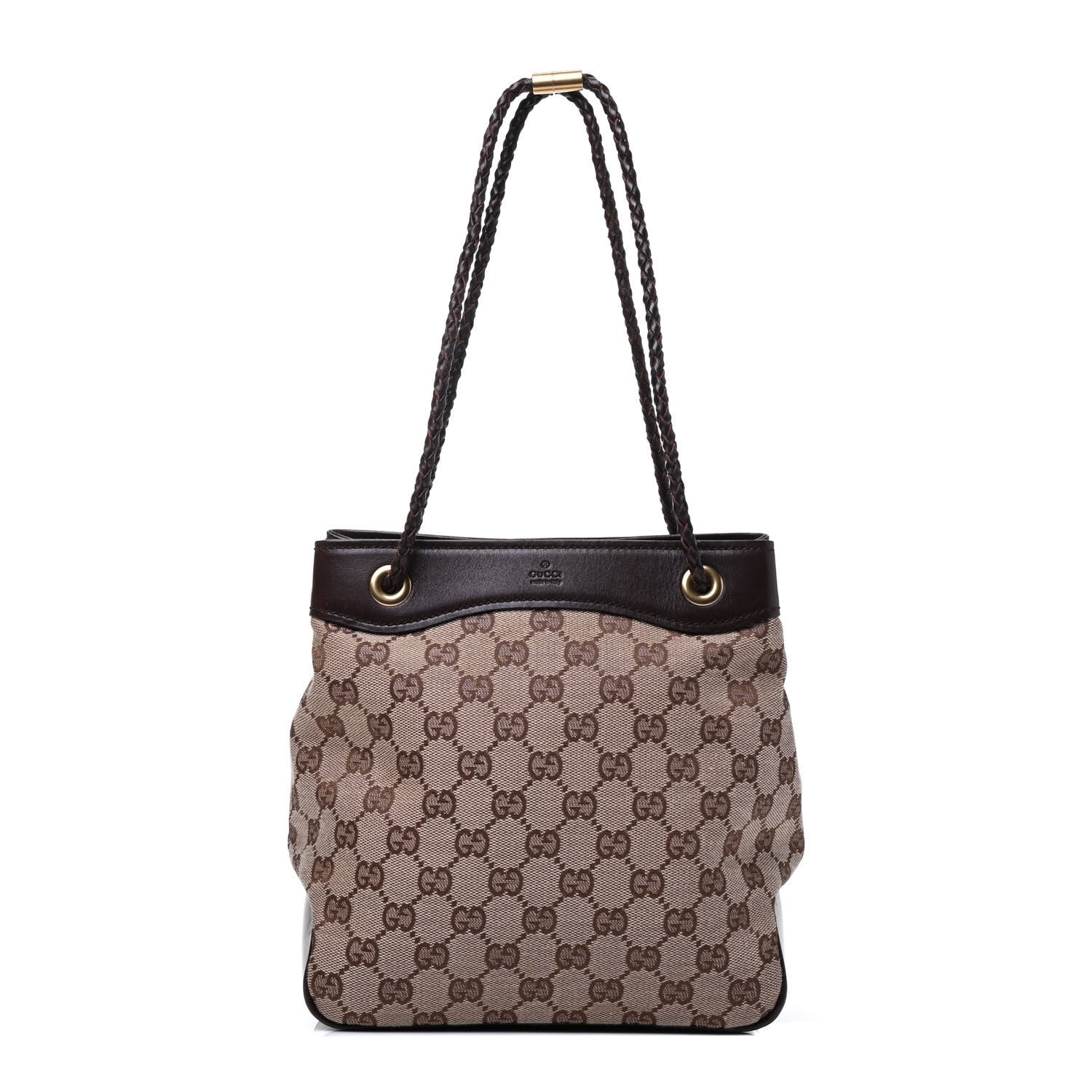 Gucci Monogram Woven Handle Tote Brown 1 of 9