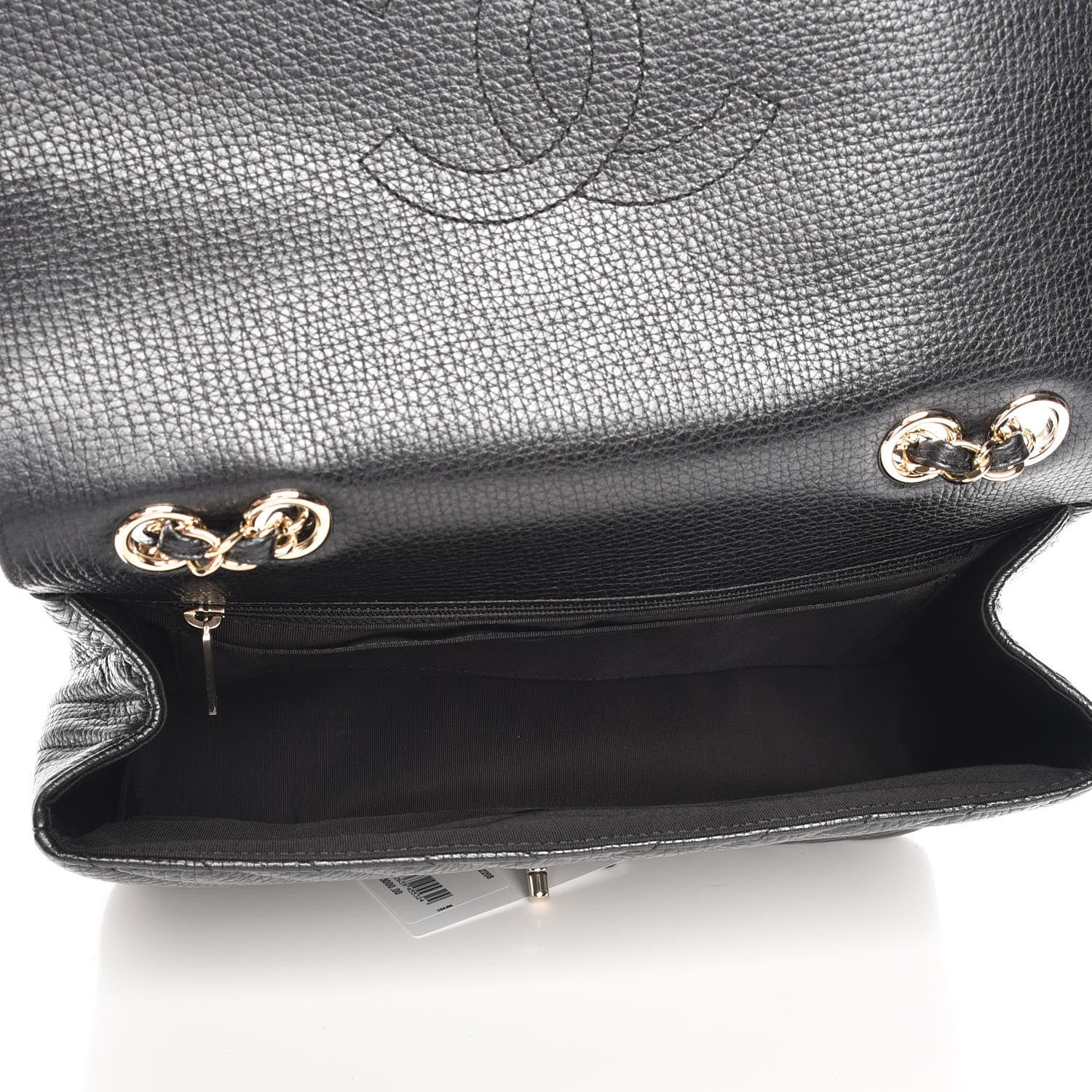 Chanel Metallic Calfskin Chevron Quilted Medium Statement Flap Black 5 of 8