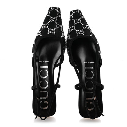 Gucci Tela Retino Kid Scamosciato Crystal GG Monogram Square Demi Ballet Flats 36.5 Black 2 of 9
