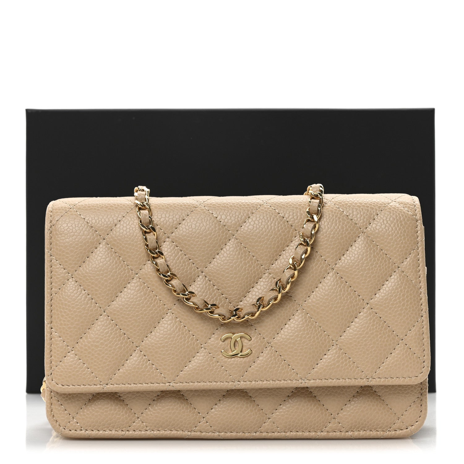 Chanel Caviar Quilted Wallet on Chain WOC Beige 12 of 12