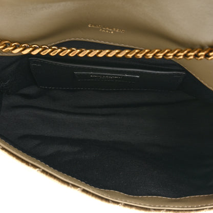 Saint Laurent Velvet Mixed Matelasse Triquilt Small Monogram Satchel Dark Vintage Olive 5 of 9