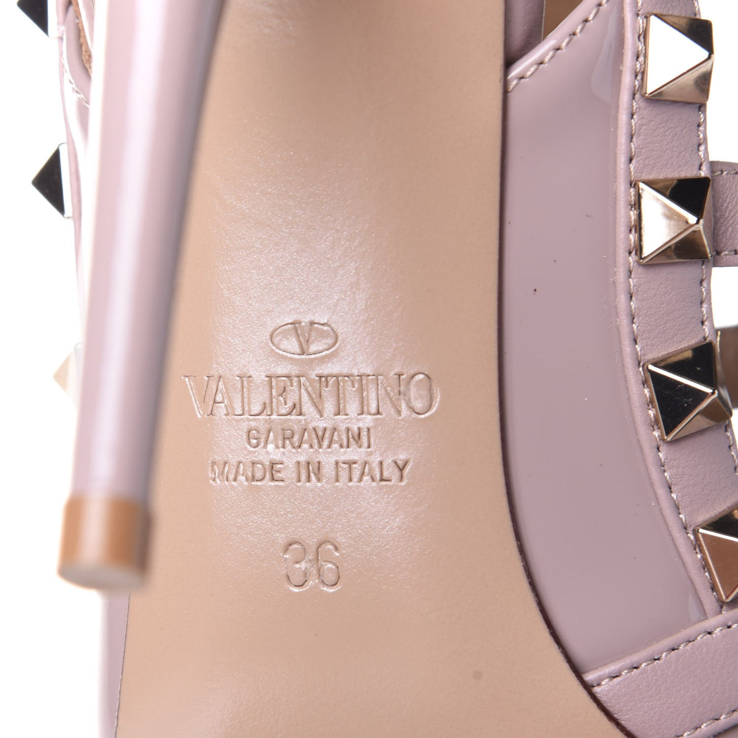 Patent Rockstud Ankle Strap 100mm Pumps 36 Poudre