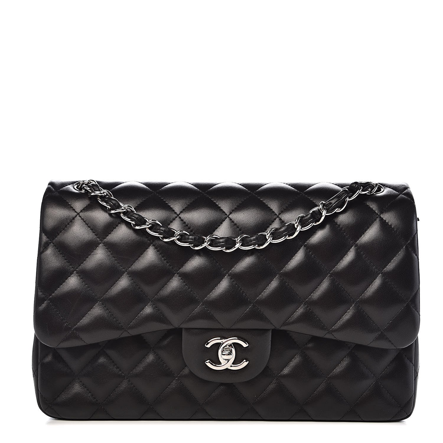 Chanel Lambskin Quilted Jumbo Double Flap Black 1 of 12