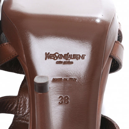Saint Laurent Leather T Strap Sandals 38 Brown 6 of 6