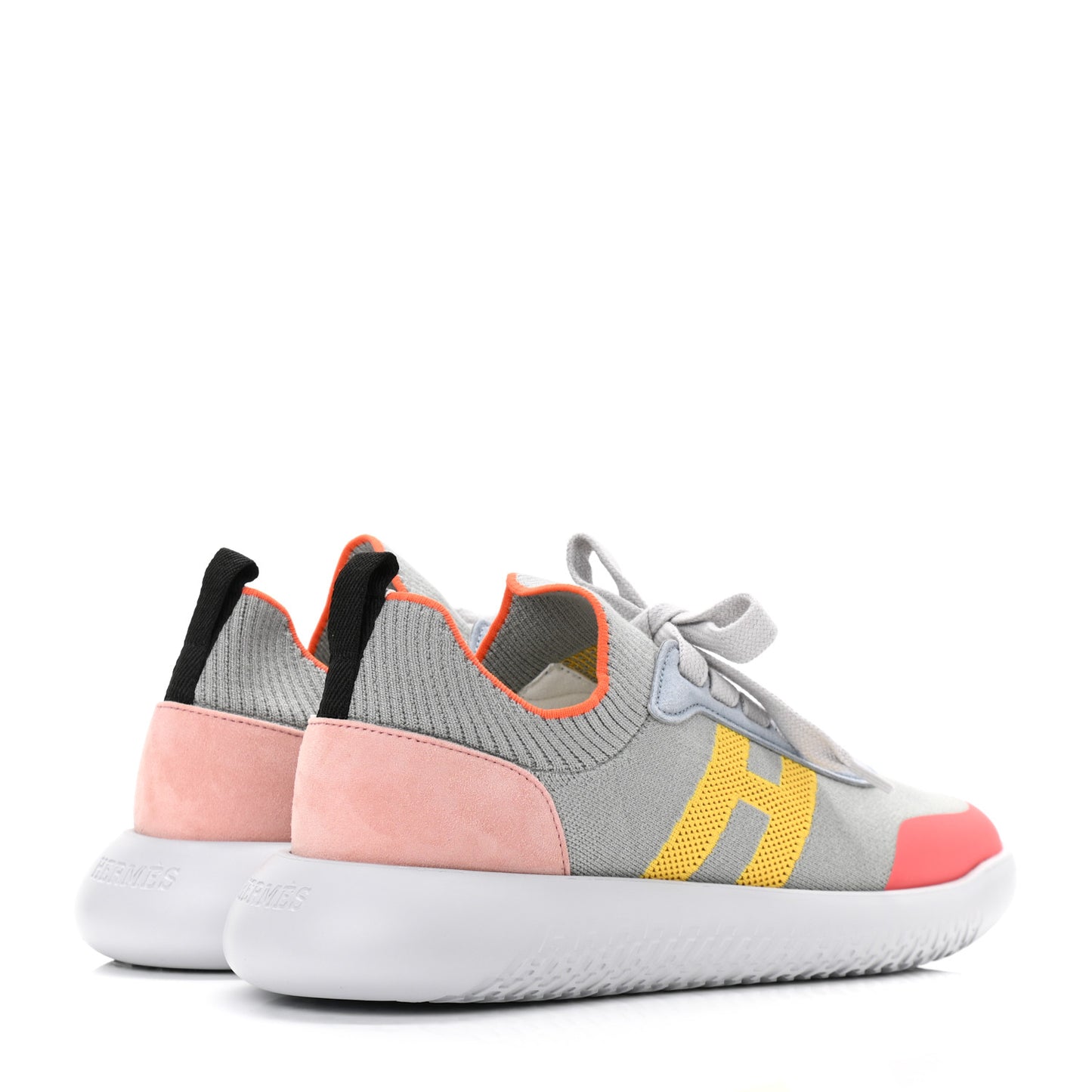 Knit Suede Goatskin Womens Crew Sneakers 37 Multicolor Gris Orange