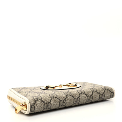 Gucci GG Supreme Monogram Azalea Calfskin Horsebit 1955 Zip Around Wallet Beige Ebony Mystic White 4 of 9