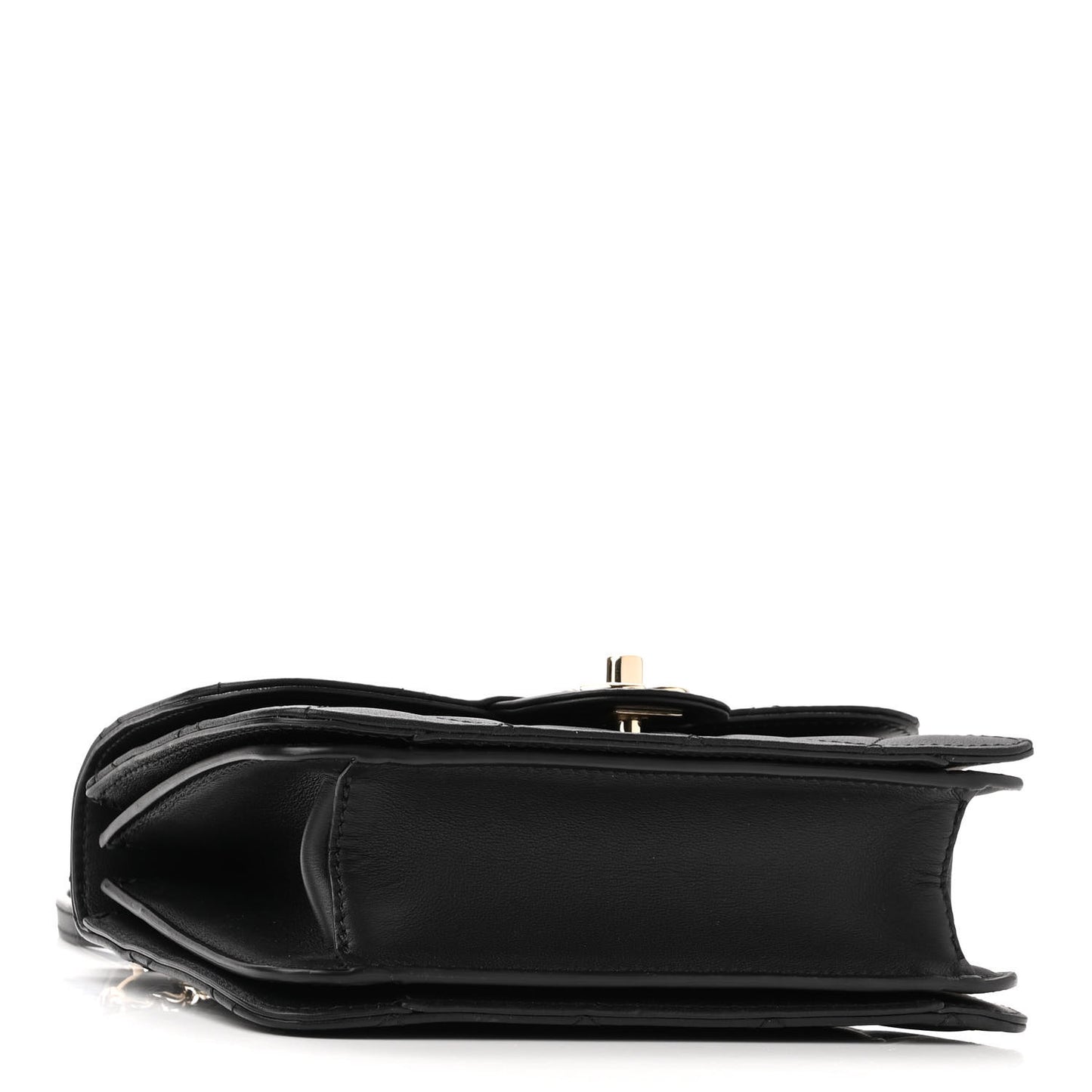 Calfskin Quilted Small Top Handle Flap Black