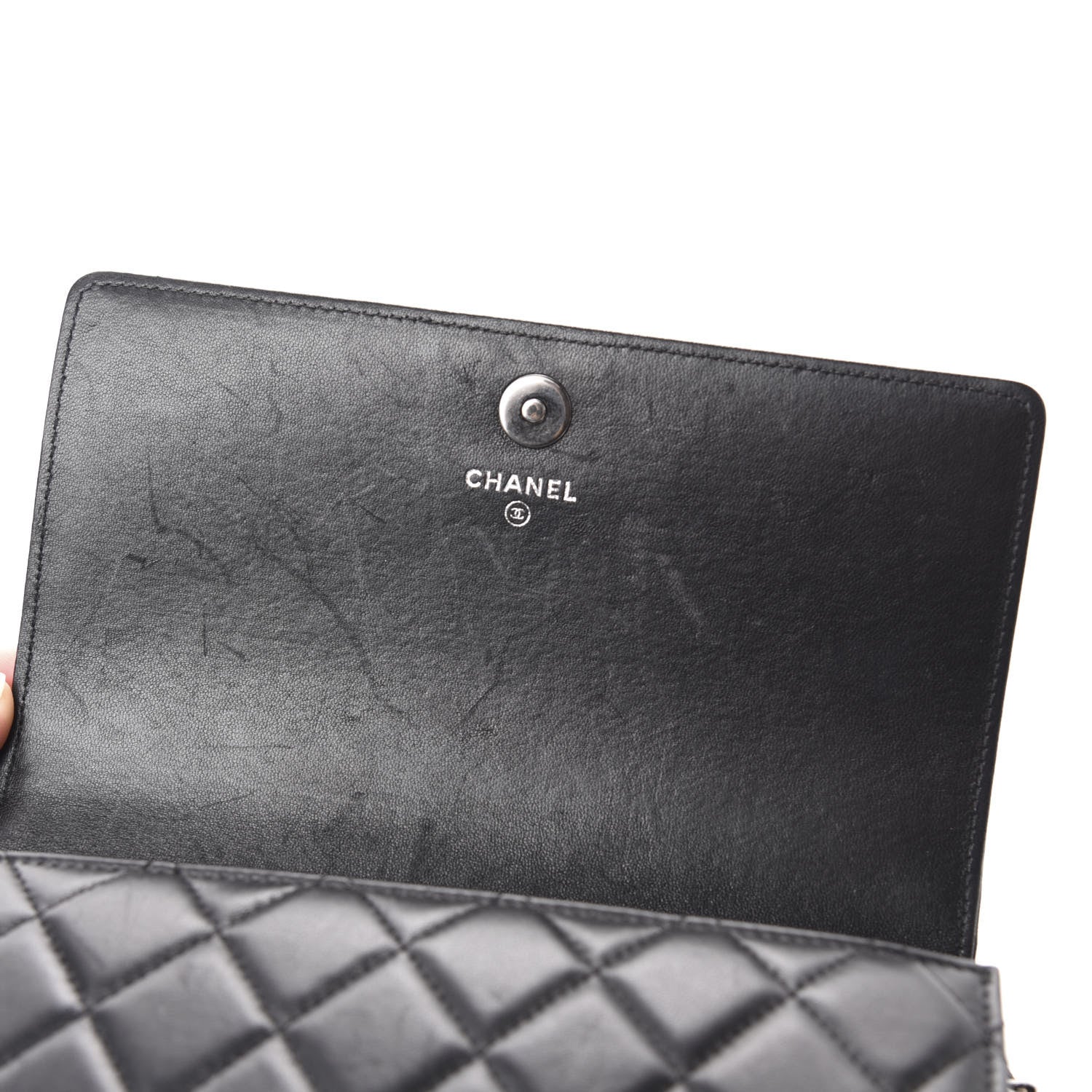 Chanel Lambskin Quilted Boy Wallet On Removable Chain WOC Black 12 of 13