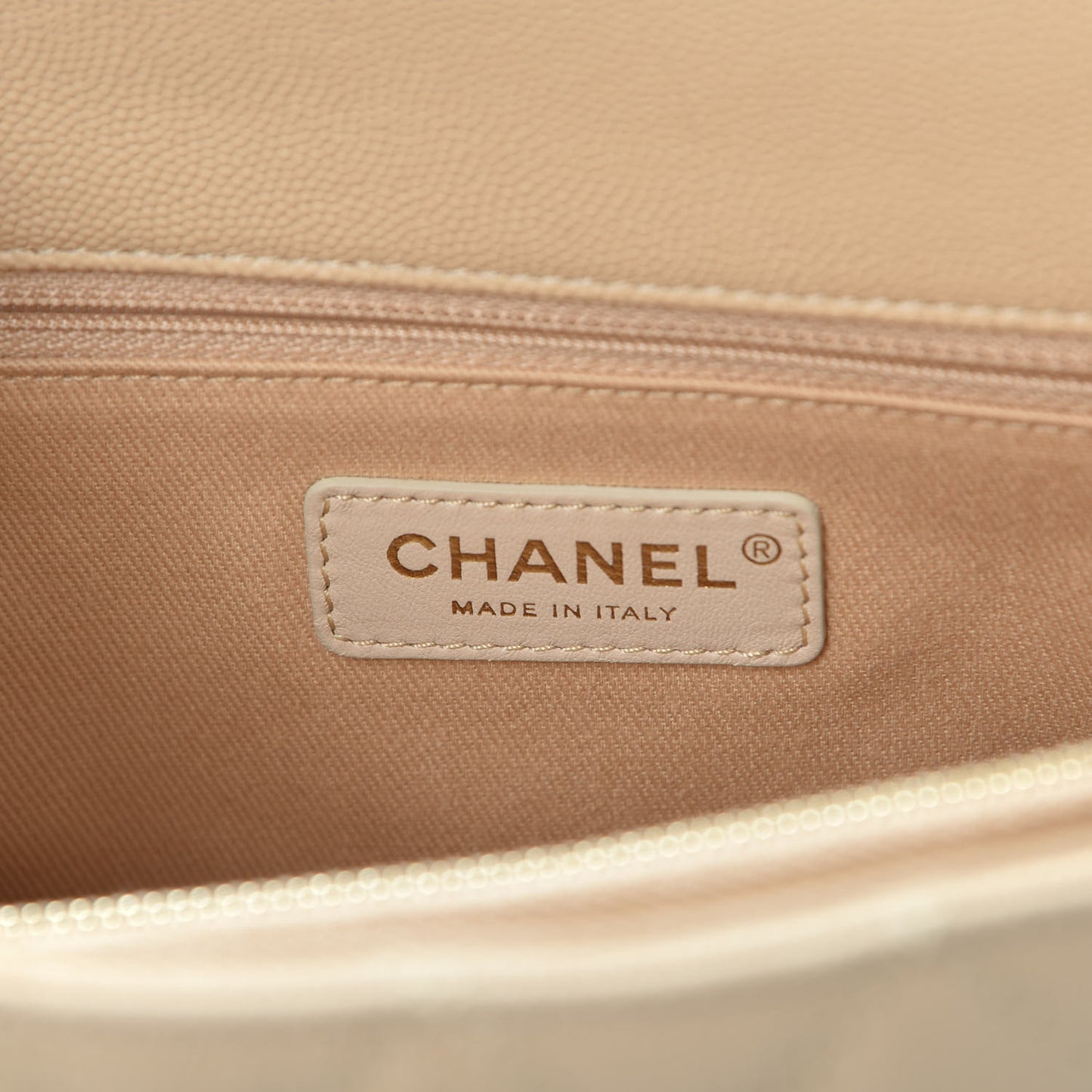 Caviar Lizard Embossed Quilted Small Coco Handle Flap Beige